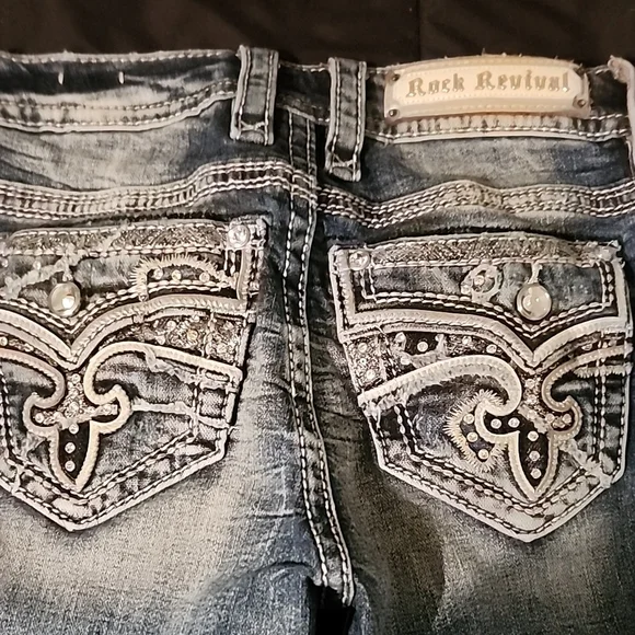 Rock Revival Women's Distressed Blue Skinny Jeans - Picture 3 of 3